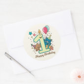 Sticker Rond Joyeux premier anniversaire (Enveloppe)