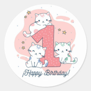 Sticker Rond Joyeux premier anniversaire