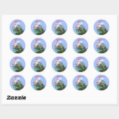Sticker Rond Joyeux premier bébé de Noël Bird (Feuille)