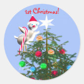 Sticker Rond Joyeux premier bébé de Noël Bird (Devant)