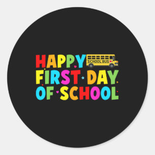 Sticker Rond Joyeux premier jour de la rentrée scolaire conduct