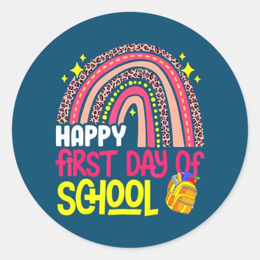 Sticker Rond Joyeux premier jour de l'école 1er jour enseignant (Devant)
