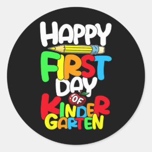 Sticker Rond Joyeux premier jour de maternelle enseignant Byck