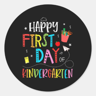 Sticker Rond Joyeux premier jour de maternelle retour à l'école