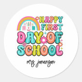Sticker Rond Joyeux premier jour d'école  (Devant)
