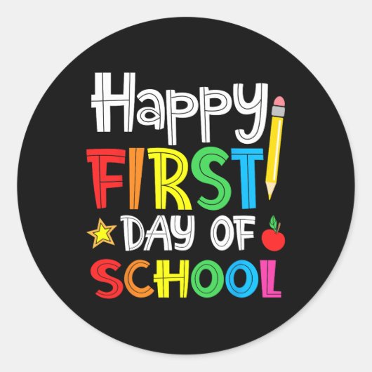 Sticker Rond Joyeux premier jour d'école Bienvenue à l'école (Devant)