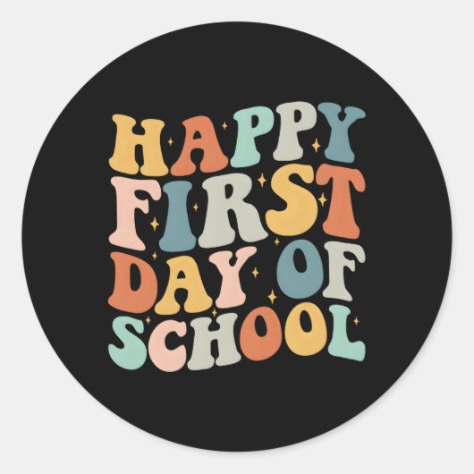 Sticker Rond Joyeux Premier Jour D'École En Revenant À L'École  (Devant)
