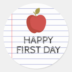Sticker Rond Joyeux premier jour retour à l'école enseignant Ap