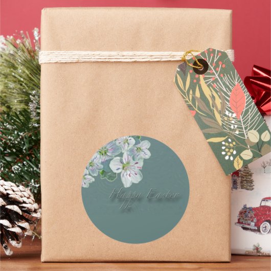 Sticker Rond Joyeux Printemps de Pâques Beauté Fleur sauvage Cl (vacances)