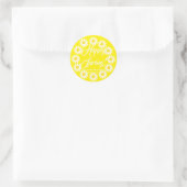 Sticker Rond Joyeux printemps jaune marguerite script personnal (Sac)