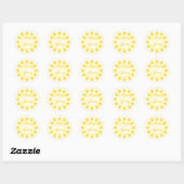 Sticker Rond Joyeux printemps jaune soleil coutume script joyeu (Feuille)
