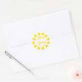 Sticker Rond Joyeux printemps jaune soleil coutume script joyeu (Enveloppe)