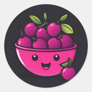 Sticker Rond Joyeux prune violette