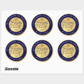 Sticker Rond Joyeux Purim Purple & Gold Script Classic LARGE (Feuille)