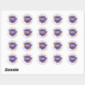 Sticker Rond Joyeux Purim Purple Personnalisé Monogramme Classi (Feuille)
