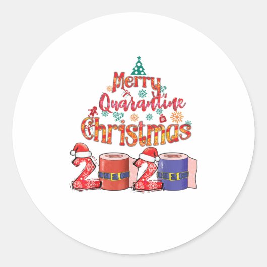 Sticker Rond Joyeux Quarantine Noël 2020 Pajam (Devant)