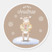 Sticker Rond Joyeux renne de Noël (Devant)