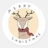 Sticker Rond Joyeux rennes de Noël avec Écharpe (Devant)