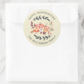 Sticker Rond Joyeux Retour de Thanksgiving Adresse Blanc Cassé (Sac)