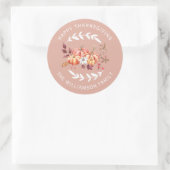 Sticker Rond Joyeux Retour de Thanksgiving Adresse Rose Poussié (Sac)