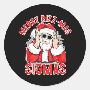 Sticker Rond Joyeux Rizz Mas Sigmas Père Noël Rizz La Saison Dr
