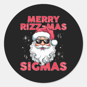 Sticker Rond Joyeux Rizzmas Sigmas Enfants Ados École Noël Père