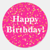 Sticker Rond Joyeux rose anniversaire (Devant)
