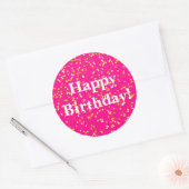 Sticker Rond Joyeux rose anniversaire (Enveloppe)