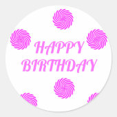 Sticker Rond Joyeux rose anniversaire (Devant)