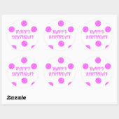 Sticker Rond Joyeux rose anniversaire (Feuille)