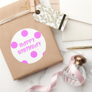 Sticker Rond Joyeux rose anniversaire