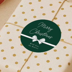 Sticker Rond Joyeux ruban de Noël manuscrit moderne