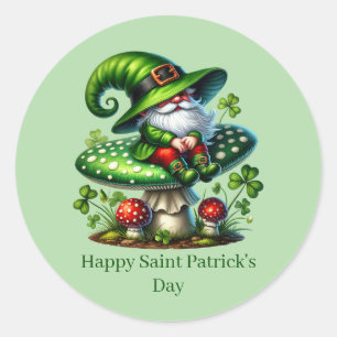 Sticker Rond Joyeux Saint Patrick personnalisable lutin