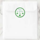 Sticker Rond Joyeux Saint Patrick`s Day Shamrock vert irlandais (Sac)