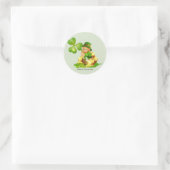 Sticker Rond Joyeux Saint Patrick's Day Leprechaun (Sac)