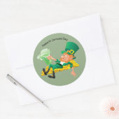 Sticker Rond Joyeux Saint Patrick's Day Leprechaun (Enveloppe)