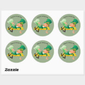 Sticker Rond Joyeux Saint Patrick's Day Leprechaun (Feuille)