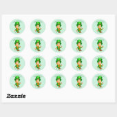 Sticker Rond Joyeux Saint Patrick's Day Leprechaun (Feuille)