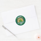 Sticker Rond Joyeux Saint Patrick's Day Shamrock arc-en-ciel (Enveloppe)