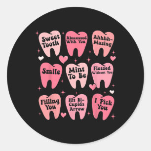 Sticker Rond Joyeux Saint-Valentin Dentaire Dentiste Dents Dent