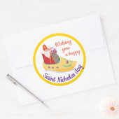Sticker Rond Joyeux salut de la Saint-Nicolas, Sinterklaas eve (Enveloppe)