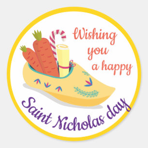 Sticker Rond Joyeux salut de la Saint-Nicolas, Sinterklaas eve