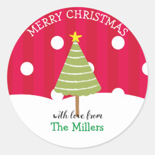 Sticker Rond Joyeux sapin blanc