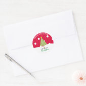 Sticker Rond Joyeux sapin blanc (Enveloppe)