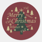 Sticker Rond Joyeux sapin de Noël décoré (Devant)