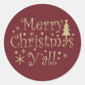 Sticker Rond Joyeux sapin de Noël décoré (Devant)