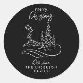 Sticker Rond Joyeux sapin de Noël et renne (Devant)