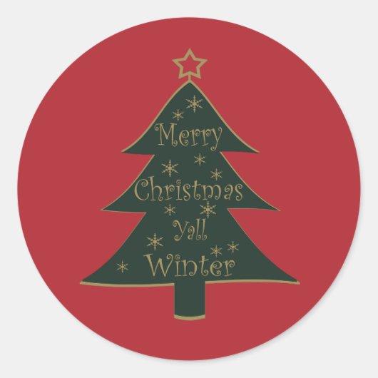 Sticker Rond Joyeux sapin décoré de Noël (Devant)