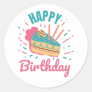 Sticker Rond Joyeux sceau d'enveloppe d'anniversaire