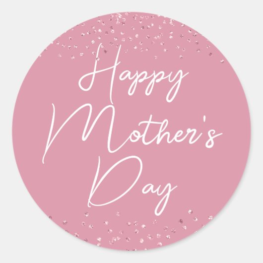 Sticker Rond Joyeux script de la fête des mères sur rose (Devant)